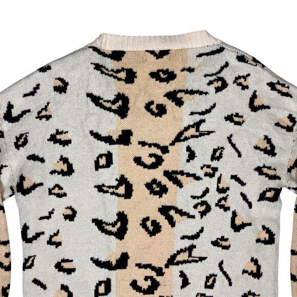Dress Up Sweater Womens L Beige Orange Cheetah Print Oversized Modest Chic Cozy - Picture 8 of 16